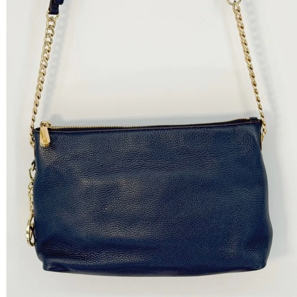 Michael Kors Jet Set East West Crossbody Bag Navy Blue Pebbled Leather 40-18‎